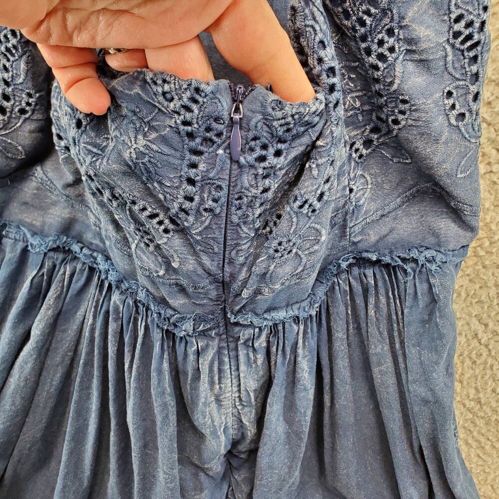 Lucky Brand Schiffly Embroidered Crisscross Strap Bib Dress - Picture 12 of 13